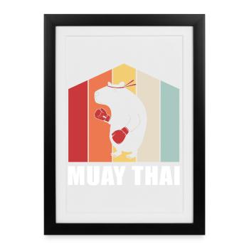 Muay thai kickboxer kickboxing boxing thaï boxe thaïlandaise - Affiche encadrée (27 × 37 cm) - noir - Devant