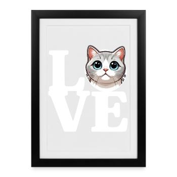 LOVE Funny Cat Lover Cat - Framed poster (27 × 37 cm) - black - Front