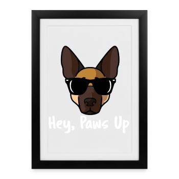 Hey Paws Up Berger Allemand Design - Affiche encadrée (27 × 37 cm) - noir - Devant