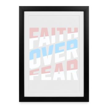 Faith Over Fear Pastell Christlich Inspirierend - Gerahmtes Poster (27 × 37 cm) - Schwarz - Vorne