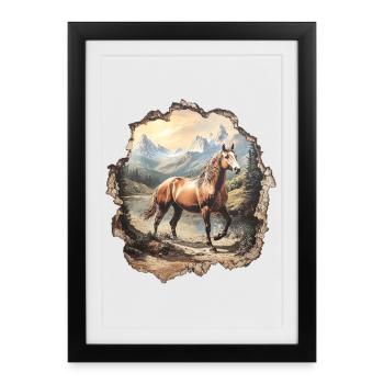 Montagnes Horse - Affiche encadrée (27 × 37 cm) - noir - Devant