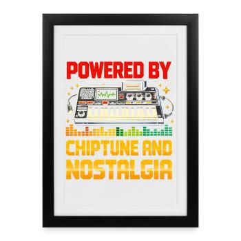 Powered by Chiptune | Retro nostalgia - Framed poster (27 × 37 cm) - black - Front