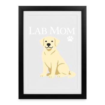 Labrador Retriever Labrador Maman Chien Chiot Amoureux - Affiche encadrée (27 × 37 cm) - noir - Devant