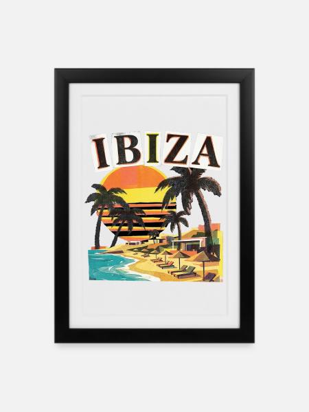 Ibiza-ferie - Innrammet plakat (27 × 37 cm) - svart