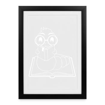 Silhouette de nerd de lecteur minimaliste - Affiche encadrée (27 × 37 cm) - noir - Devant