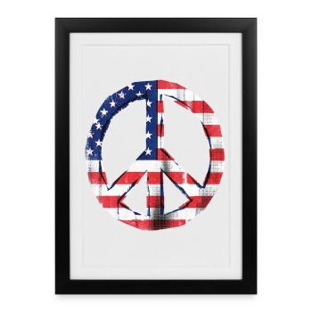 Peace USA Flag - Framed poster (27 × 37 cm) - black - Front