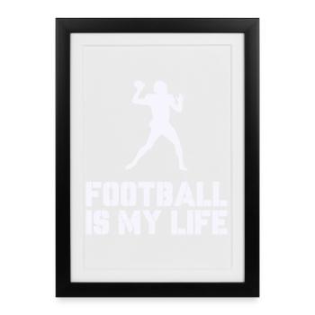 Silhouette du football, c’est ma vie - Affiche encadrée (27 × 37 cm) - noir - Devant