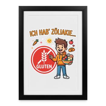 Zöliakie glutenfrei Ernährung  - Gerahmtes Poster (27 × 37 cm) - Schwarz - Vorne