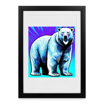 ours blanc - Affiche encadrée (27 × 37 cm) - noir - Devant