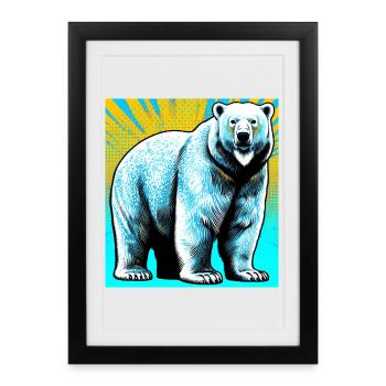 ours blanc - Affiche encadrée (27 × 37 cm) - noir - Devant