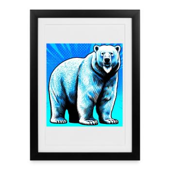 ours blanc - Affiche encadrée (27 × 37 cm) - noir - Devant
