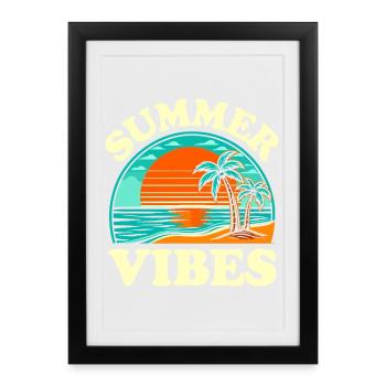 Summer Vibes Beach Sun - Affiche encadrée (27 × 37 cm) - noir - Devant