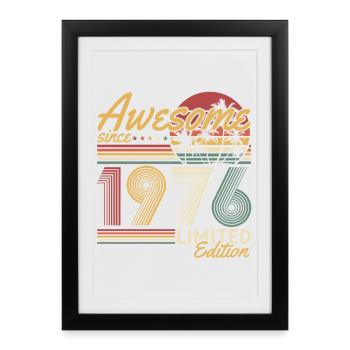 Vintage, 1976, Anniversaire, Vintage, Cadeau Rétro - Affiche encadrée (27 × 37 cm) - noir - Devant