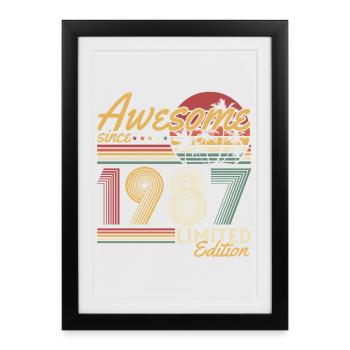 1987 Vintage Vintage Birthday Gift Retro - Framed poster (27 × 37 cm) - black - Front