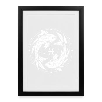 Pisces Symbol – Gentle & Modern - Framed poster (27 × 37 cm) - black - Front
