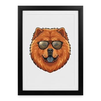 Lunettes de soleil Chow Chow - Affiche encadrée (27 × 37 cm) - noir - Devant