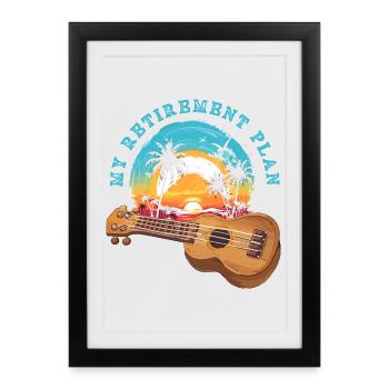 Mon plan de retraite Ukulélé Hawaii Musician à la retraite - Affiche encadrée (27 × 37 cm) - noir - Devant