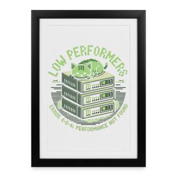 Low Performers Cat Server Pixel Art - Framed poster (27 × 37 cm) - black - Front