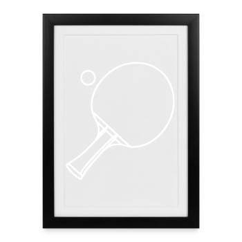 Tischtennis Zeichnung - Gerahmtes Poster (27 × 37 cm) - Schwarz - Vorne
