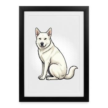 Chiens bergers blancs bergers - Affiche encadrée (27 × 37 cm) - noir - Devant
