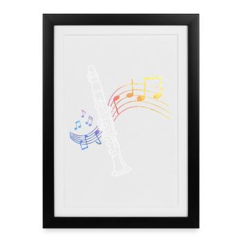 Klarinette Noten Klarinettist Musiker - Gerahmtes Poster (27 × 37 cm) - Schwarz - Vorne