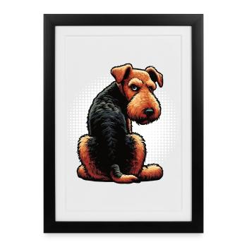 Airedale Terrier Airedales Airedale Lover - Affiche encadrée (27 × 37 cm) - noir - Devant