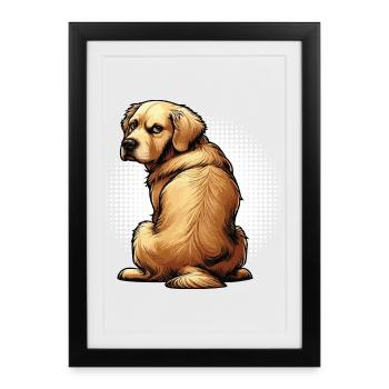 Golden Retriever Goldie Goldiepropriétaire Goldies - Affiche encadrée (27 × 37 cm) - noir - Devant