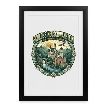 Neuschwanstein Castle - Framed poster (27 × 37 cm) - black - Front