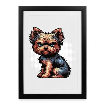 Yorkshire Terrier Yorkie Propriétaire Yorkie Yorkies - Affiche encadrée (27 × 37 cm) - noir - Devant