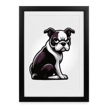 Boston Terrier Propriétaire de Boston Terrier Bostie - Affiche encadrée (27 × 37 cm) - noir - Devant