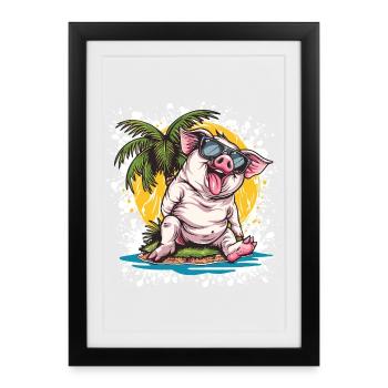 Pig Summer Comic - Framed poster (27 × 37 cm) - black - Front