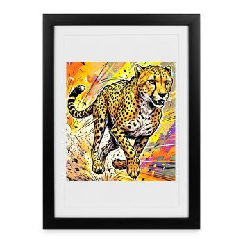 Gepard - Gerahmtes Poster (27 × 37 cm) - Schwarz - Vorne