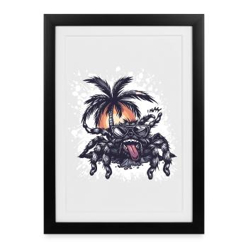 Tarantula Sommer Comic - Gerahmtes Poster (27 × 37 cm) - Schwarz - Vorne