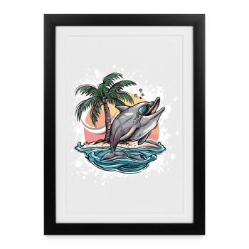 Dolphin Summer Holidays - Framed poster (27 × 37 cm) - black - Front