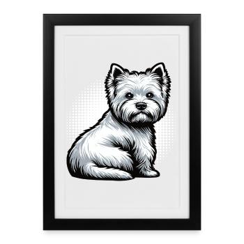 Propriétaire de Westie Westie Terrier des Highlands - Affiche encadrée (27 × 37 cm) - noir - Devant
