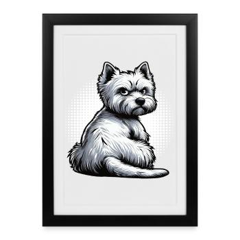 Propriétaire de Westie Westie Terrier des Highlands - Affiche encadrée (27 × 37 cm) - noir - Devant