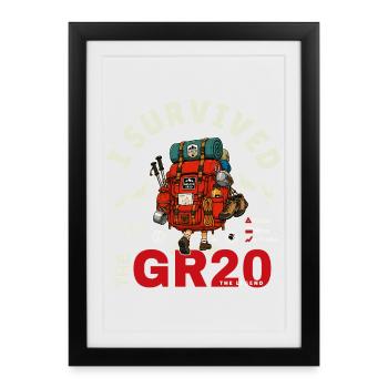 I Survived the GR20 corse cadeau randonnée - Affiche encadrée (27 × 37 cm) - noir - Devant