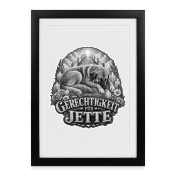Gerechtigkeit für Jette Hundemotiv - Gerahmtes Poster (27 × 37 cm) - Schwarz - Vorne