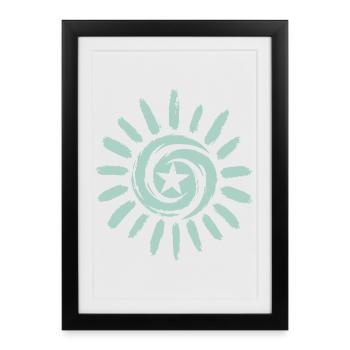 Sun with star - Framed poster (27 × 37 cm) - black - Front