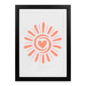 Heart Sun: Hand-drawn sun rays - Framed poster (27 × 37 cm) - black - Front