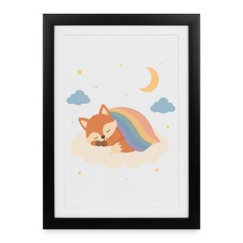 Sleeping fox under the rainbow - Framed poster (27 × 37 cm) - black - Front