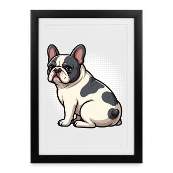 Bouledogue français Frenchie Propriétaire de Frenchie - Affiche encadrée (27 × 37 cm) - noir - Devant
