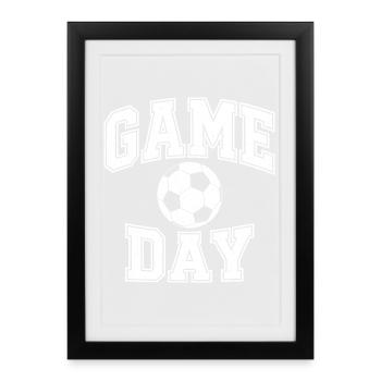 Game Day Fußball – Soccer Vintage Design - Gerahmtes Poster (27 × 37 cm) - Schwarz - Vorne