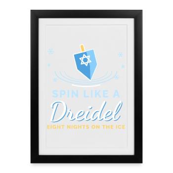 Dreh dich wie ein Dreidel-Hanukkah-Eiskunstlauf - Gerahmtes Poster (27 × 37 cm) - Schwarz - Vorne