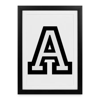 La lettre a - Affiche encadrée (27 × 37 cm) - noir - Devant