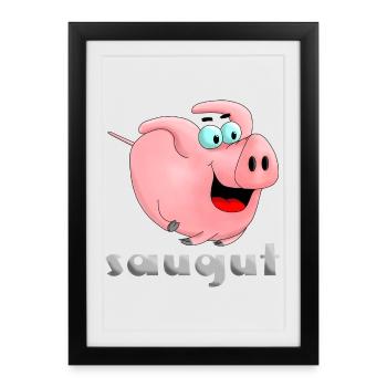 Suction - sow - piglets - Framed poster (27 × 37 cm) - black - Front