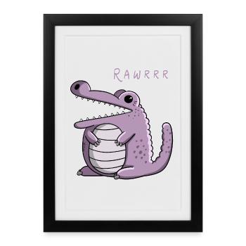 Rawrrr Kroko I Krodil Monster Fun Cadeau I Manga - Affiche encadrée (27 × 37 cm) - noir - Devant