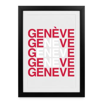 GENÈVE Genève Suisse Suisse Drapeau - Affiche encadrée (27 × 37 cm) - noir - Devant