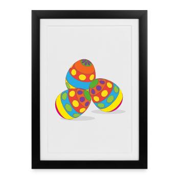 Easter eggs, easter, happy easter, happy eastern - Framed poster (27 × 37 cm) - black - Front