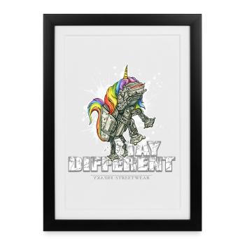 Stay Different - Imperial Unicorn - Gerahmtes Poster (27 × 37 cm) - Schwarz - Vorne